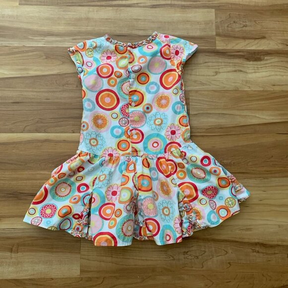 Deux Par Deux Girls Floral Geometric Dress Size 6 Short Sleeve Cotton - Picture 8 of 10